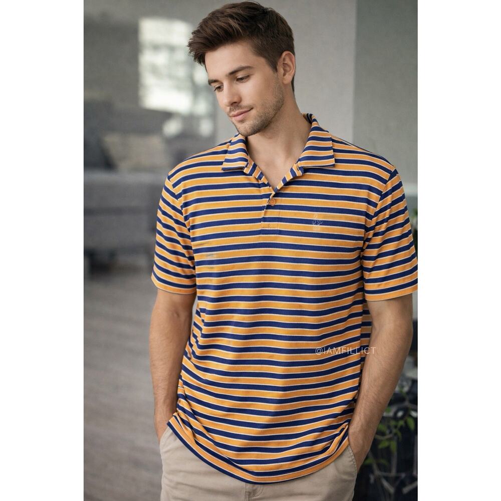 Peter Millar‎ Men's Summer Comfort orange blue stripe sz X Swan Logo 1919